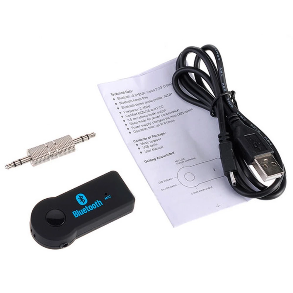 Vista lateral del adaptador Bluetooth para coche con entrada jack 3.5
