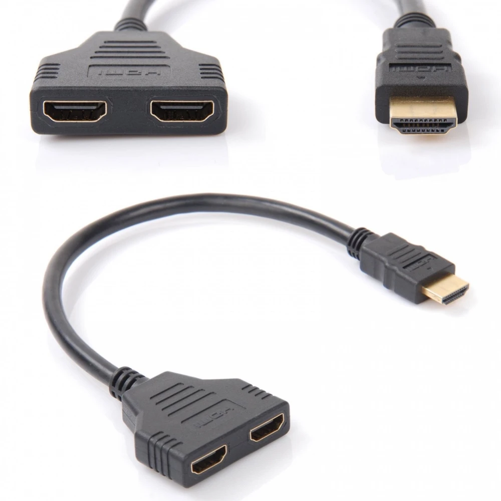 HDMI vīrieša uz 2 HDMI sieviešu izejām splitter satkit