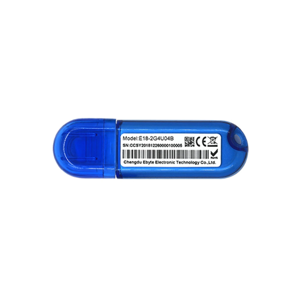 Vista lateral del adaptador USB Zigbee CC2531 con interfaz USB