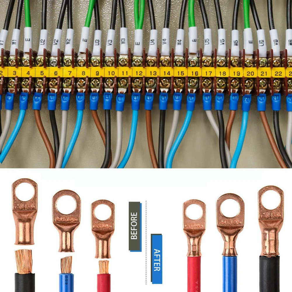 Kabeļu uzgaļu presēšanas knaibles 6-50mm² ar neslīdošiem rokturiem