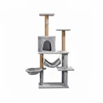 Kaķu skrāpējamais koks 125 cm ar šūpuļtīklu, alu un sizala stabiem