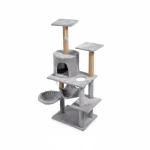 Kaķu skrāpējamais koks 125 cm ar šūpuļtīklu, alu un sizala stabiem