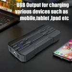 Auto akumulatora jumpstarter 8000mAh S301 kompakts un drošs ar LED SOS lukturīti