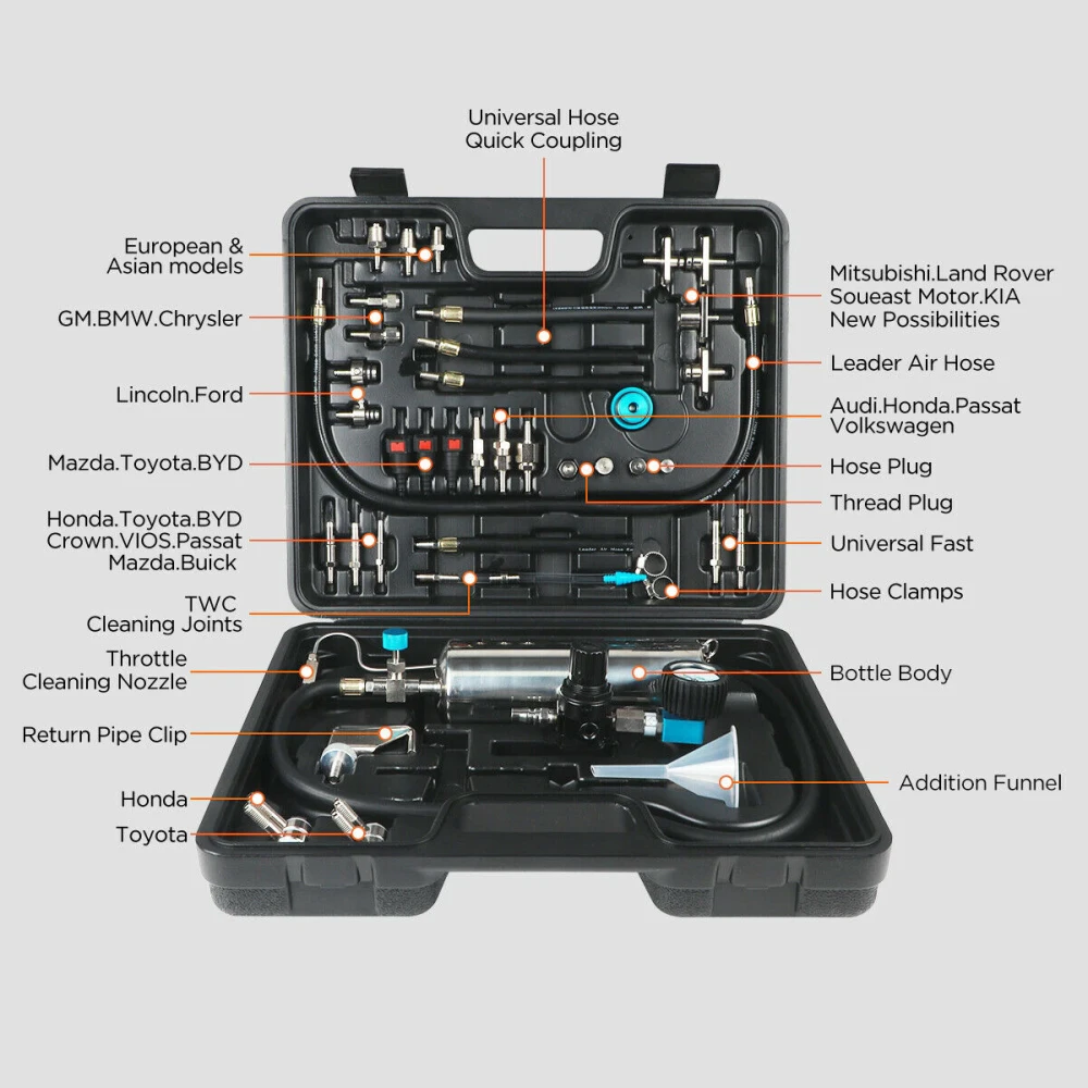 AUTOOL C100 degvielas inžektoru tīrītājs benzīnam ar adapteriem