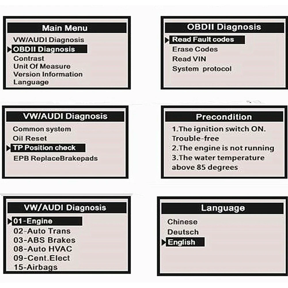 Autophix VA007 escáner diagnóstico conectado a vehículo Volkswagen