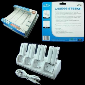 satkit Wii uzlādes bāze 4 pultīm ar 4 baterijām Wii Remote - vienlaicīga uzlāde