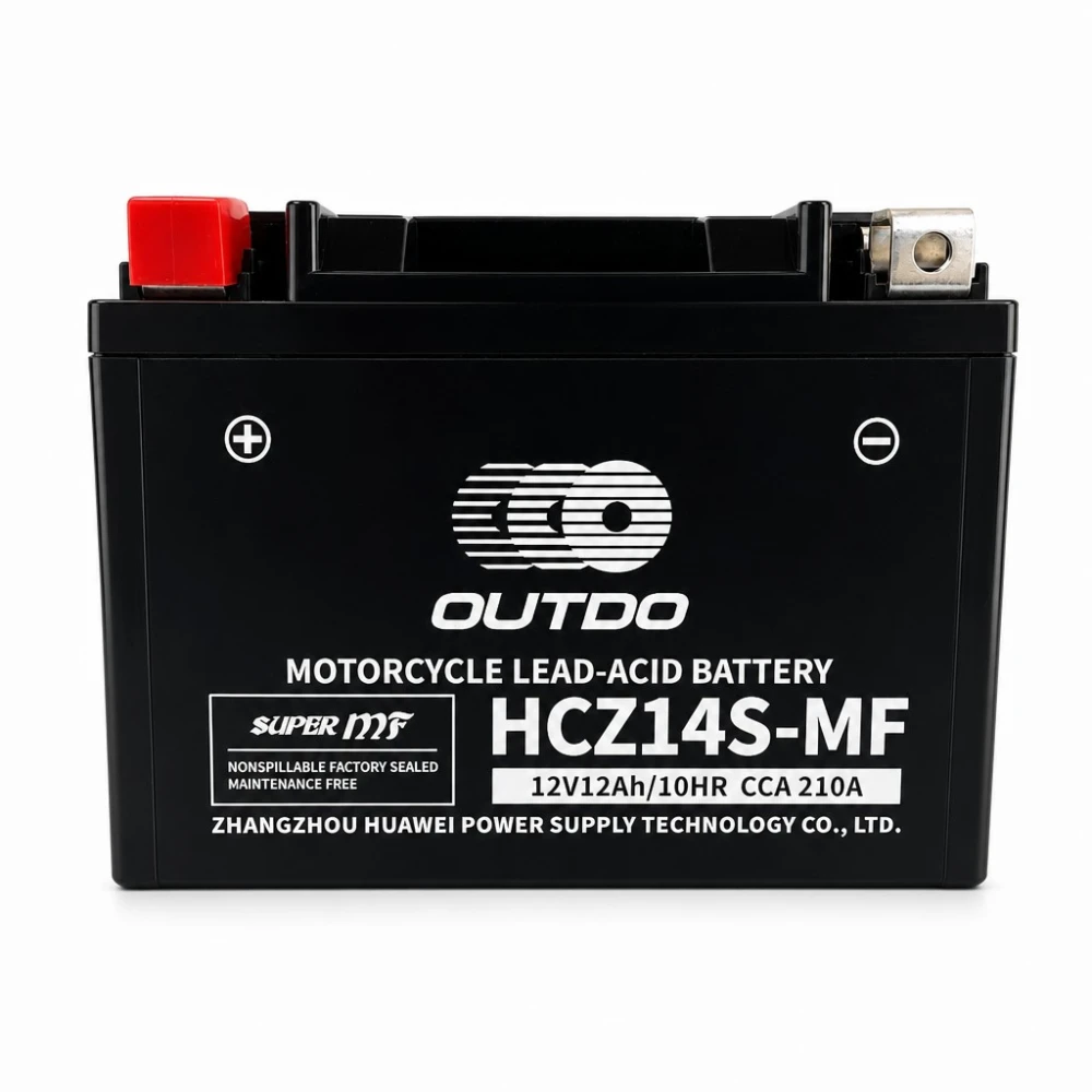 Motocikla akumulators AGM 12V 12Ah OUTDO HCZ14S-MF - Saderīgs ar Yuasa YTZ14S(-BS) / GTZ14S / ETZ14S
