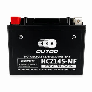 Motocikla akumulators AGM 12V 12Ah OUTDO HCZ14S-MF - Saderīgs ar Yuasa YTZ14S(-BS) / GTZ14S / ETZ14S