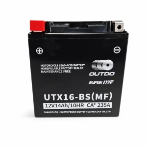 Motocikla Akumulators AGM 12V 14Ah OUTDO UTX16-BS(MF) - Saderīgs Yuasa YTX16-BS / GTX16-BS / ETX16-BS / 16-B