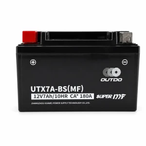 Motocikla Akumulators AGM 12V 7Ah OUTDO UTX7A-BS(MF) - Saderīgs ar Yuasa YTX7A-BS / GTX7A-BS / ETX7A-BS