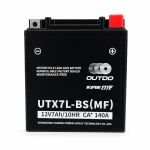 Motocikla akumulators AGM 12V 7Ah OUTDO UTX7L-BS(MF) - Saderīgs ar Yuasa YTX7L-BS / GTX7L-BS / ETX7L-BS