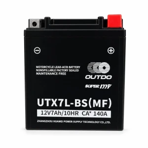 Motocikla akumulators AGM 12V 7Ah OUTDO UTX7L-BS(MF) - Saderīgs ar Yuasa YTX7L-BS / GTX7L-BS / ETX7L-BS