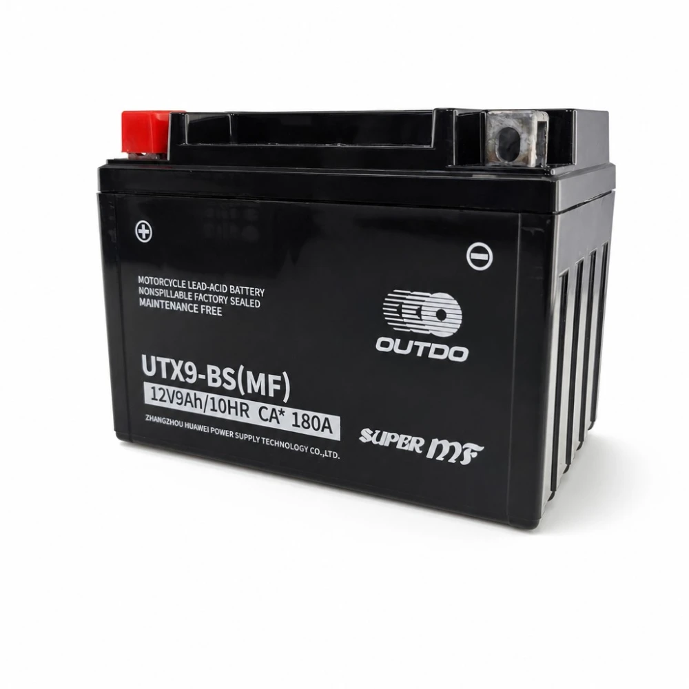 Motocikla akumulators AGM 12V 9Ah OUTDO UTX9-BS(MF) - Saderīgs ar Yuasa YTX9-BS / GTX9-BS / ETX9-BS
