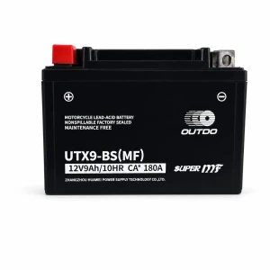 Motocikla akumulators AGM 12V 9Ah OUTDO UTX9-BS(MF) - Saderīgs ar Yuasa YTX9-BS / GTX9-BS / ETX9-BS