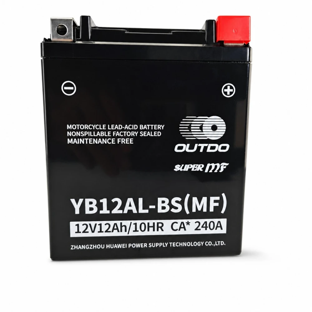 Motocikla akumulators AGM 12V 12Ah OUTDO YB12AL-BS(MF) - Saderīgs ar Yuasa YB12AL-A2 / GS YB12AL-A2 / 12N12-4A-1 (flooded līdzīgs)