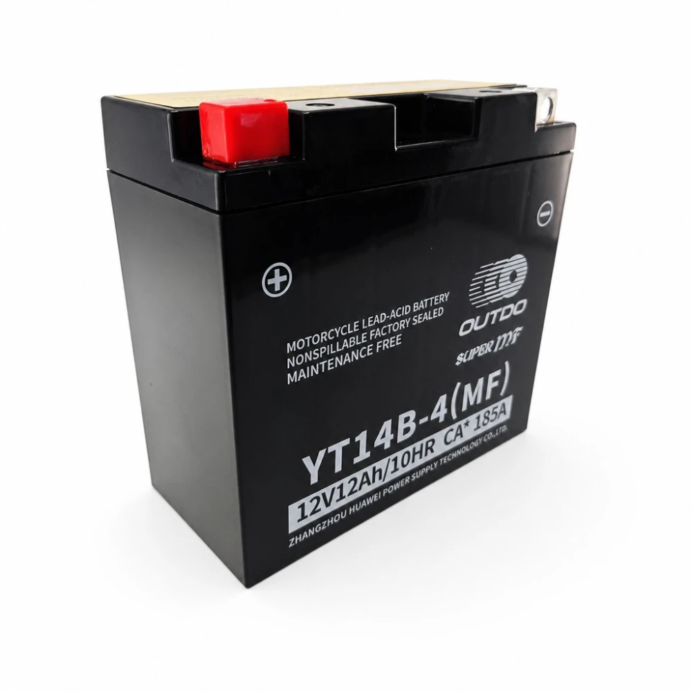Motocikla akumulators AGM 12V 12Ah OUTDO YT14B-4(MF) - Saderīgs ar Yuasa YT14B-BS / GT14B-BS / GT14B-4 / ETZ14B-BS / ET14B-4