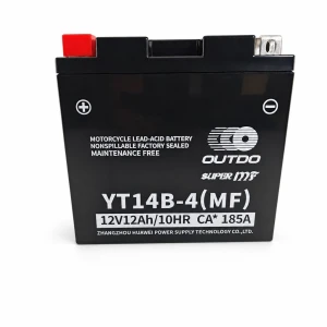 Motocikla akumulators AGM 12V 12Ah OUTDO YT14B-4(MF) - Saderīgs ar Yuasa YT14B-BS / GT14B-BS / GT14B-4 / ETZ14B-BS / ET14B-4