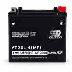 Motocikla akumulators AGM 12V 18Ah OUTDO YT20L-4(MF) - Saderīgs ar Yuasa YTX20L-BS / GTX20L-BS / ETX20L-BS / Y50-N18L-A