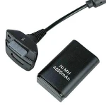 Kit bateria recargable y cable carga y juega para mando Xbox 360 negro
