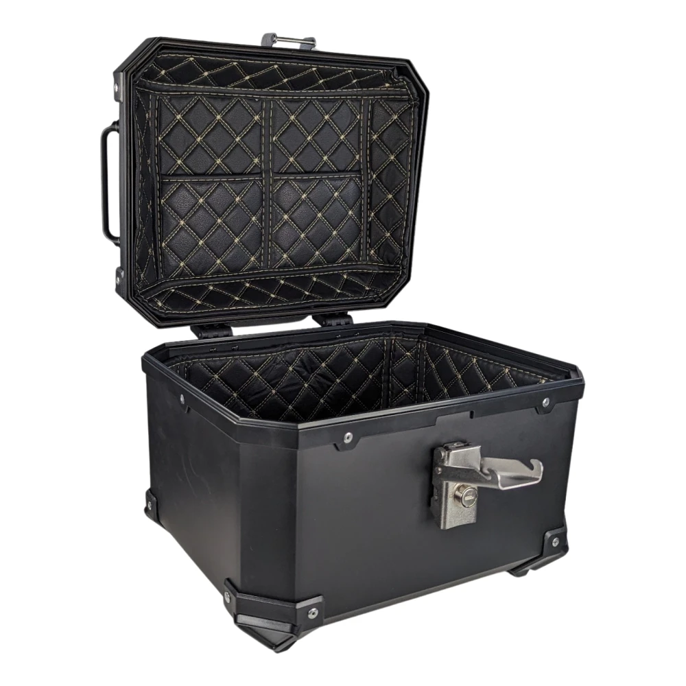 Universāls moto koferis 36L ar jostas atbalstu un kvadrātveida ABS melns koferis