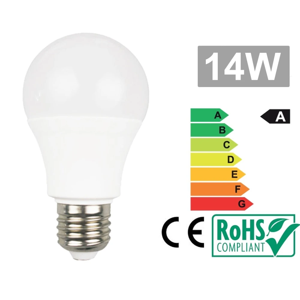 LED spuldze E27 14W 3000K silti balta efektīvam apgaismojumam