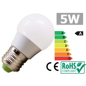 Augstas energoefektivitātes LED spuldze E27 5W 3300K silti balta gaisma