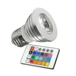 RGB LED spuldze E27 3W ar tālvadību daudzpusīgam apgaismojumam