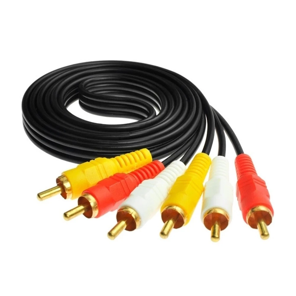 3 RCA uz 3 RCA vīrietis-vīrietis kabelis audio un kompozītvideo pagarināšanai