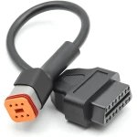 Harley Davidson OBD1 6 kontaktu uz OBDII 16 kontaktu adaptera kabelis diagnostikai