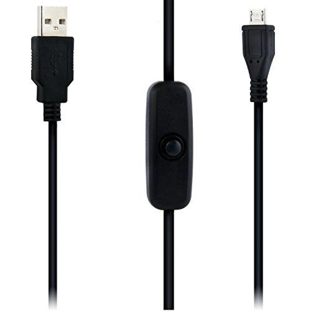 USB A uz Micro USB kabelis ar slēdzi Raspberry Pi 1m melns