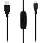 USB A uz Micro USB kabelis ar slēdzi Raspberry Pi 1m melns