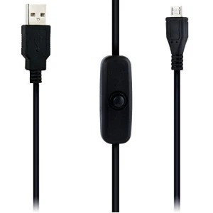 USB A uz Micro USB kabelis ar slēdzi Raspberry Pi 1m melns