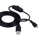 USB A uz Micro USB kabelis ar slēdzi Raspberry Pi 1m melns