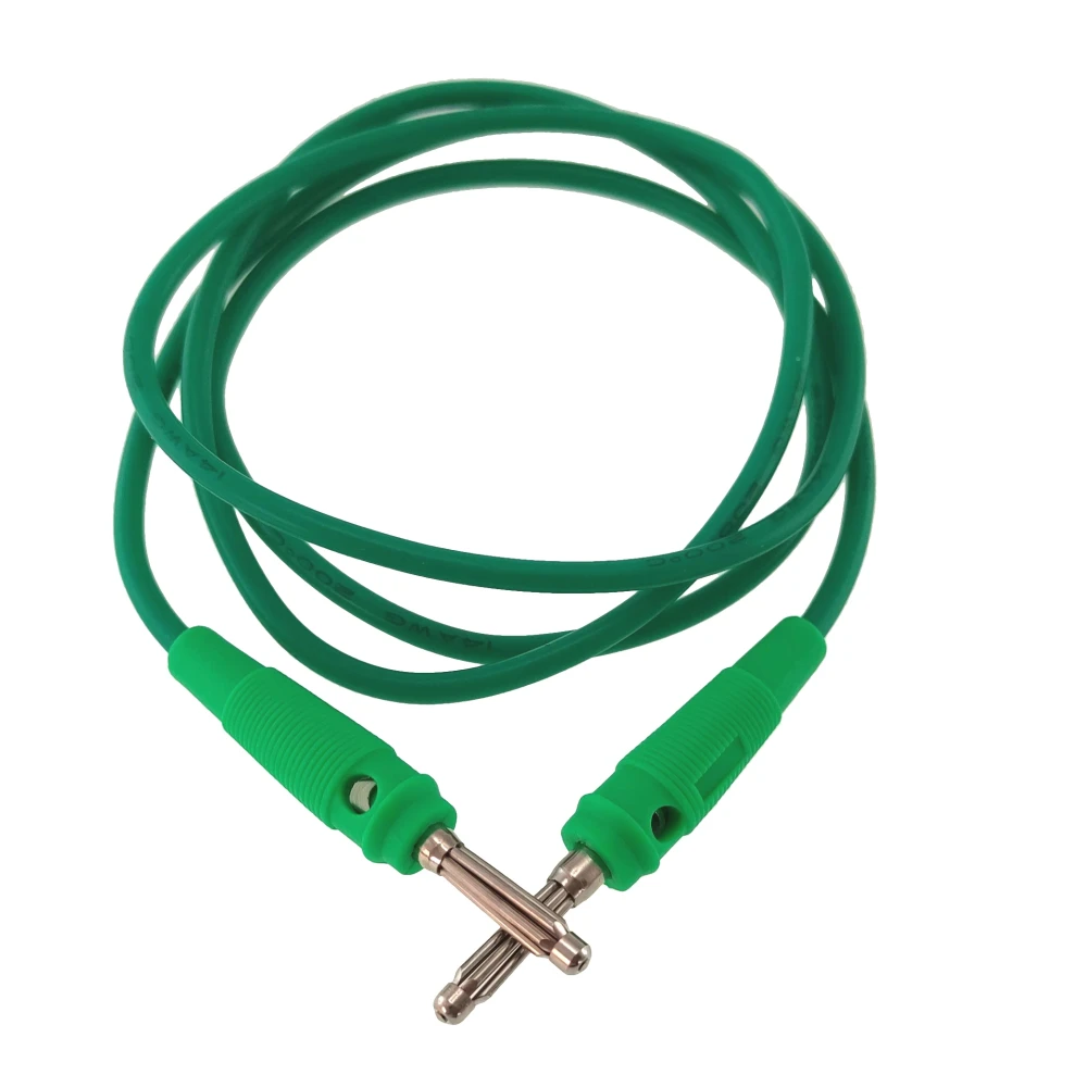 Elastīgs silikona banāna testa vads vīrišķais-vīrišķais 4mm 1m zaļš 14AWG