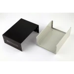 Caja metálica para proyectos 210x155x80mm cerrada mostrando diseño metálico robusto