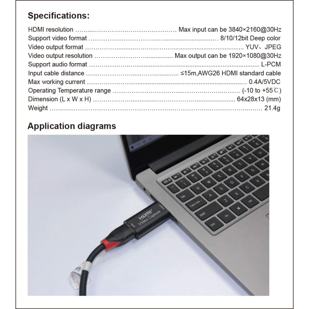 HDMI USB video uztvērējs 1080P straumēšanai, spēlēm un videokonferencēm