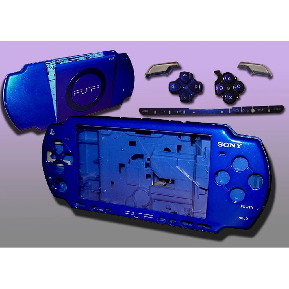 Pilns PSP2000 korpuss zilā krāsā ar pogām remontam un personalizācijai