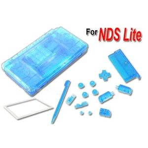 Nintendo DS Lite korpusa nomaiņa zilā caurspīdīgā krāsā ar pogām un skrūvēm