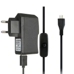 Micro USB lādētājs Raspberry Pi 3 ar kabeli un slēdzi 5V 2.5A