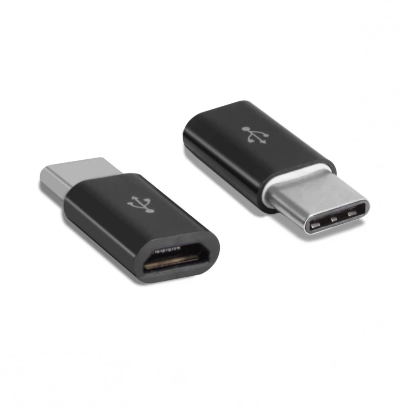 Micro USB 2.0 sieviešu uz USB-C vīriešu USB 3.1 Type C melns