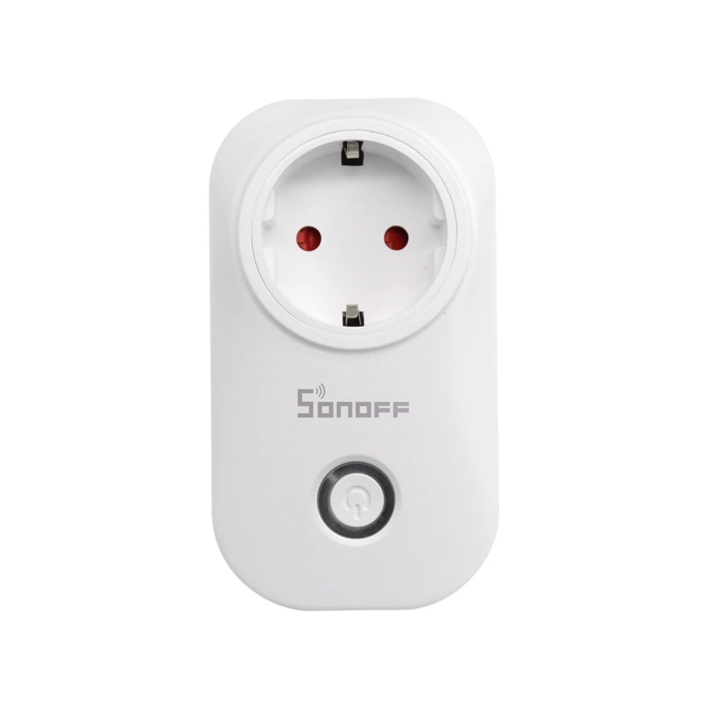 Vista frontal del enchufe inteligente Sonoff S20 EU tipo F