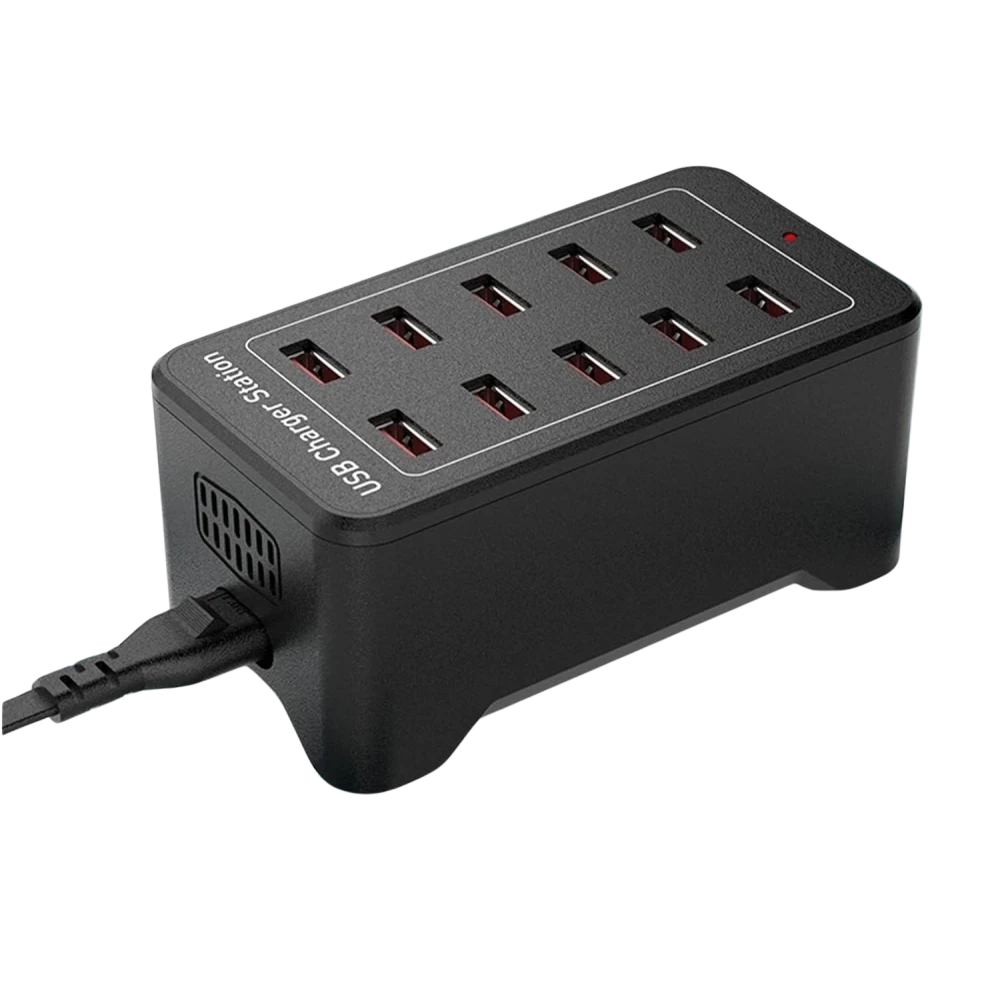 USB uzlādes stacija 10 porti ar IQ Charge - 50W 12A, 2.4A uz portu