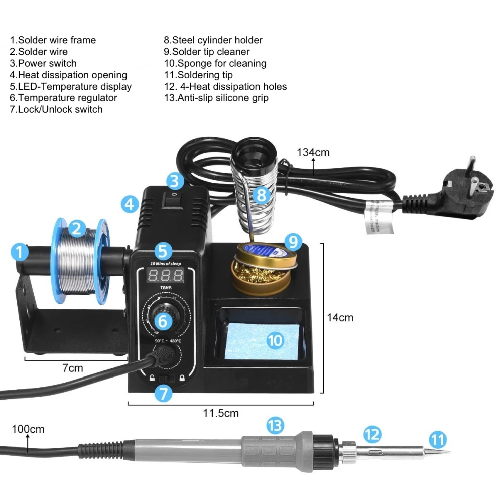 Mlink S1 digitālā lodēšanas stacija 60W ar LED displeju un temperatūras bloķēšanu