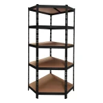 Melns metāla stūra plaukts 180x75x40 cm ar 5 regulējamiem plauktiem