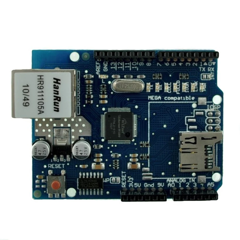 Ethernet Shield W5100 Arduino saderīgs projektiem ar Arduino UNO un MEGA