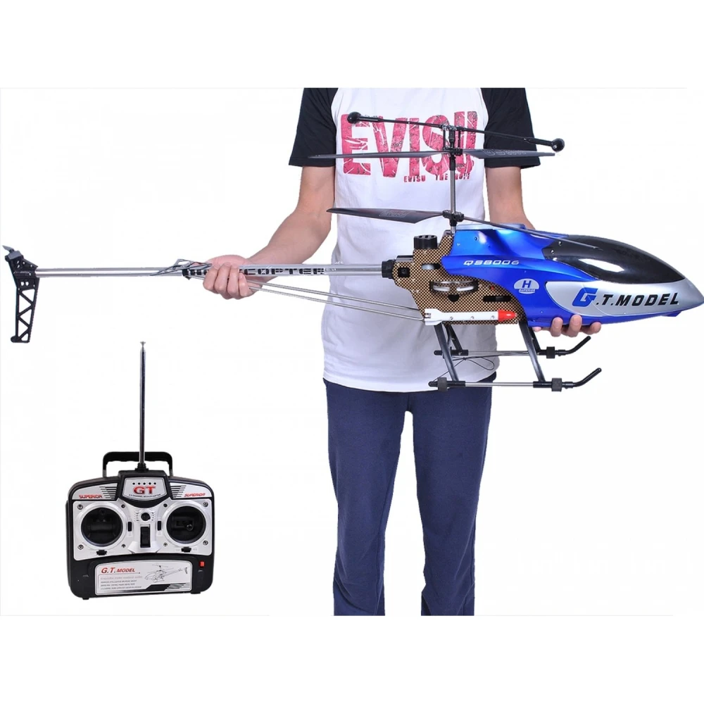 Vista lateral del helicoptero rc gigante 134 cm QS8006-2 con mando control remoto