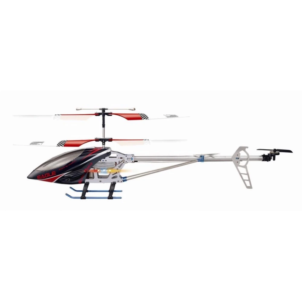 Vista lateral del helicóptero RC modelo A68689 con control remoto