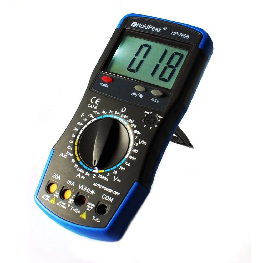Multímetro digital Hp-760b HoldPeak con sensor de temperatura incluido