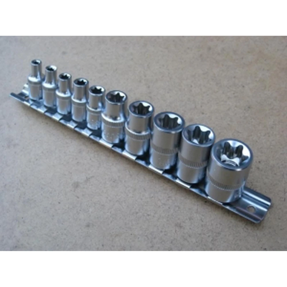 Torx ligzdu atslēgu komplekts 1/4 - 10 gab. TSX TOOL hroma vanādija tēraudā