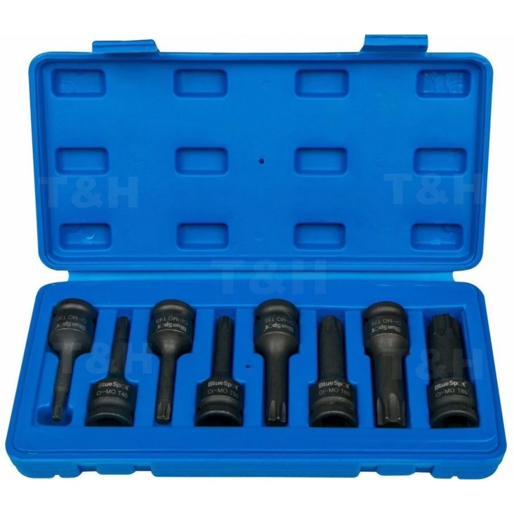 Torx trieciena uzgaļu komplekts 1/2 T30-T80 - 8 gab. TSX TOOL